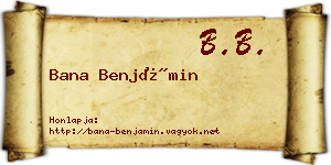 Bana Benjámin névjegykártya